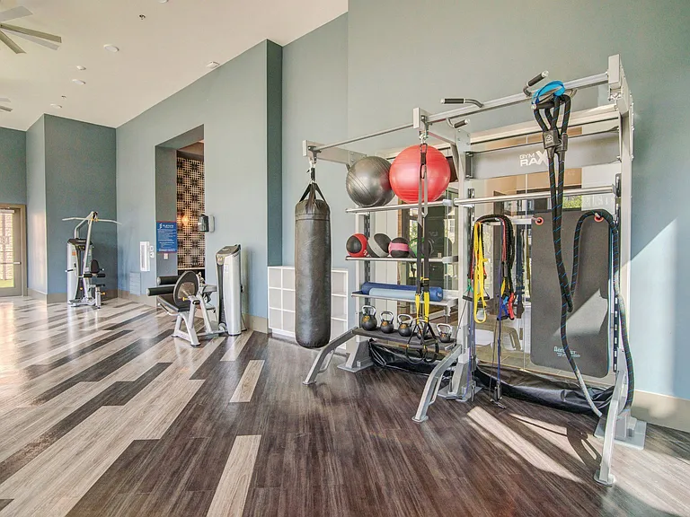 State-of-the-art fitness center offers everything you need to work out without leaving home.