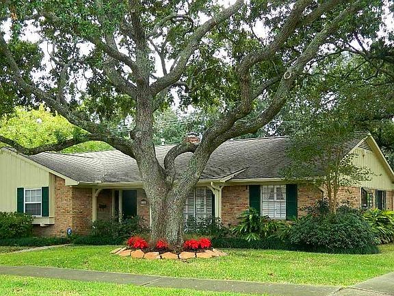 Corner lot shaded by old growth Live Oaks.