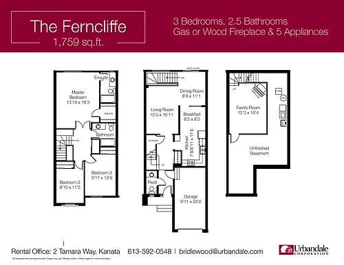 Floor plan Upgraded Ferncliffe - 3 Bedroom Garden Home