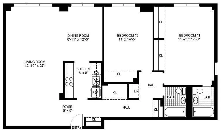 Floor plan Two Bedroom/Two Bath