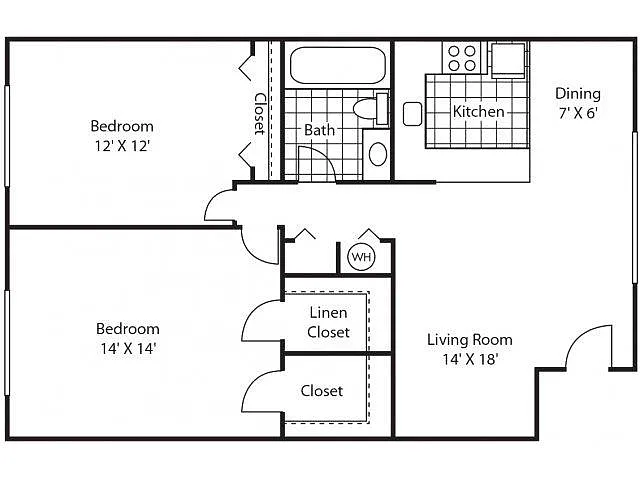 Floor plan Semi-Renovated 2Bd/1Ba