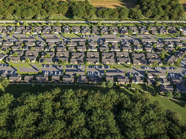 Aerial overview of Trulo Homes Stone Ridge luxury rental community
