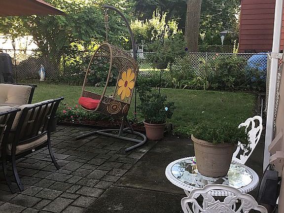 Fenced yard with patio