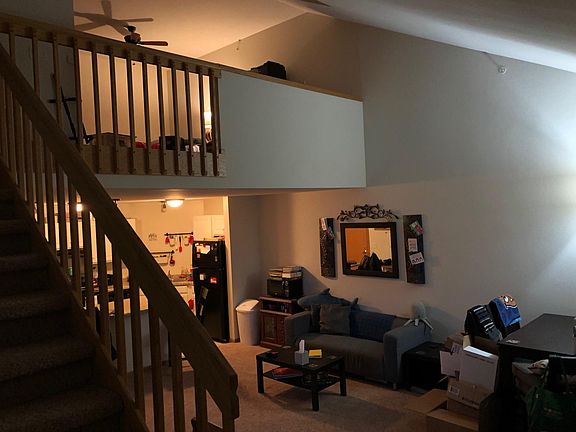 View of both levels from the base of the stairs