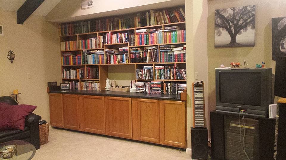 Bookcase in sunken room 