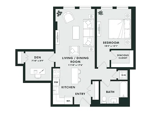 Floor plan C3.2 | 1 Bed | 1 Bath | Den