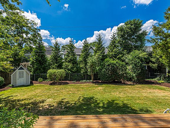 Backyard with deck and storage shed