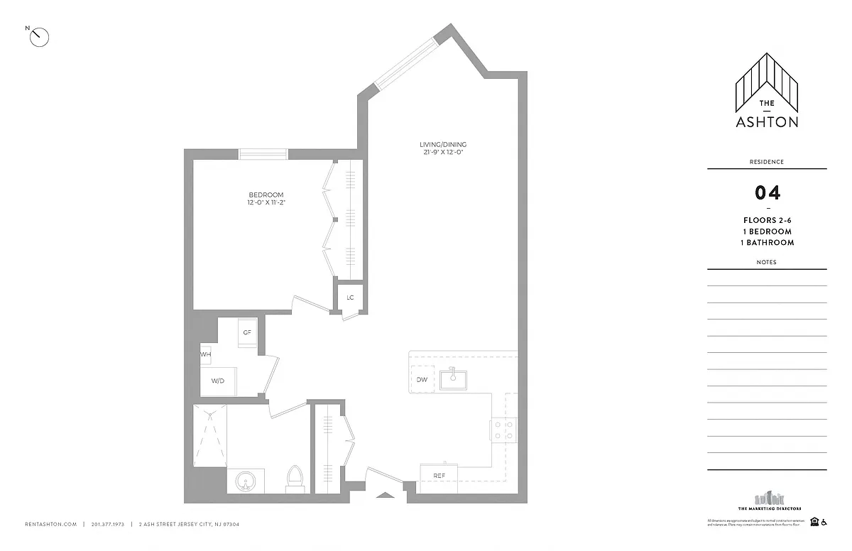 Floor plan Unit 04 Floors 2-6 1b/1b