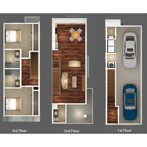 Floor plan 2 Bedroom 2.5 Bathroom Townhome