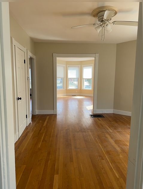 From kitchen, through dining room to living room
