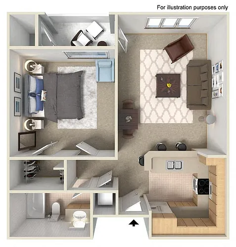 Floor plan 1 BR 1 BA Reno