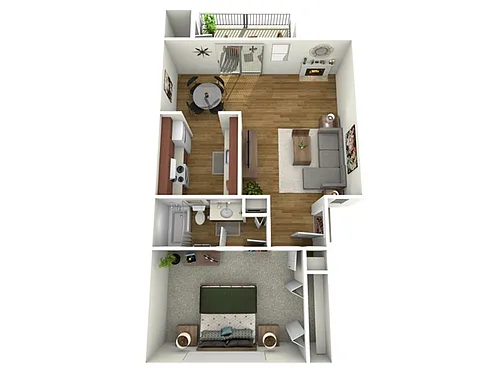 Floor plan 1 Bed, 1 Bath B (50% Income Restricted)