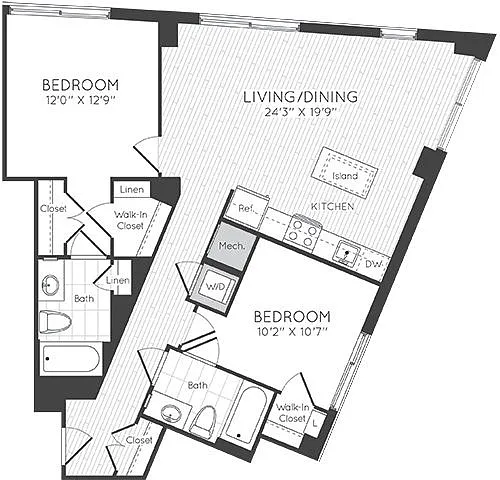 Floor plan 2 Bed/2 Bath