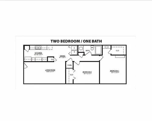 Floor plan 2 BR 1 BA