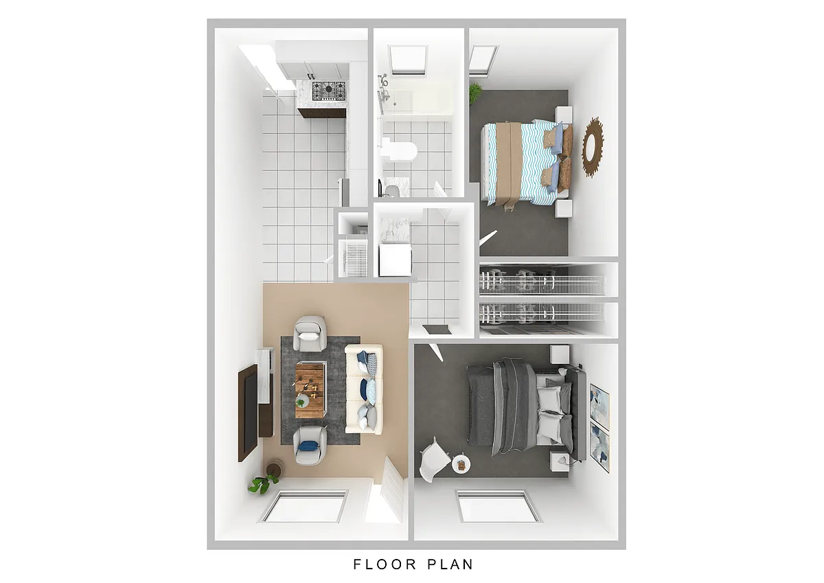 Floor plan Two Bedroom One Bathroom
