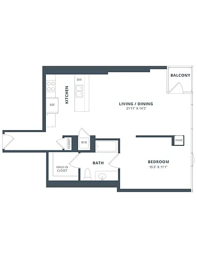 Floor plan 1 Bed/1 Bath-A14.a