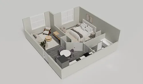 Floor plan Larger One Bedroom