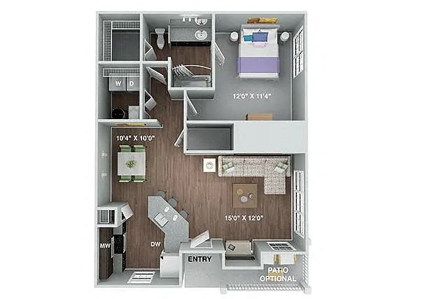 Floor plan Fairhope 1 Bedroom 1 Bath Renovated
