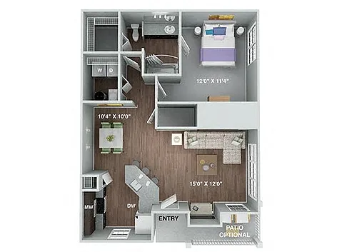 Floor plan Fairhope 1 Bedroom 1 Bath Renovated