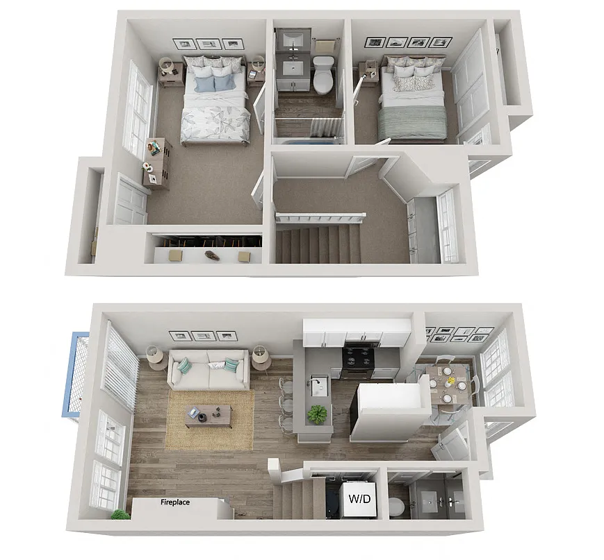 Floor plan 2 x 1.5 Townhome