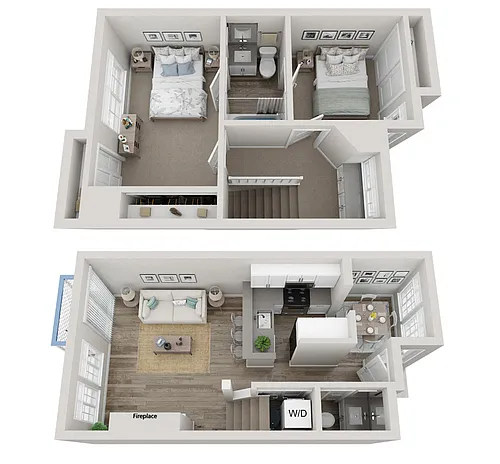Floor plan 2 x 1.5 Townhome