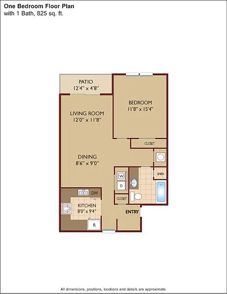 Floor plan $1.85/sq.ft. - One Bedroom