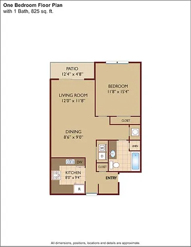 Floor plan $1.85/sq.ft. - One Bedroom