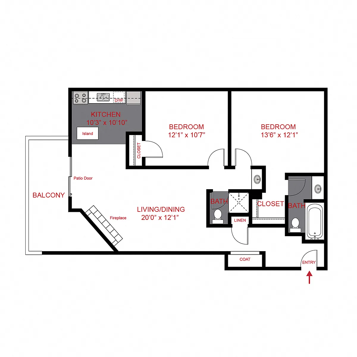 Floor plan 2 Bed 2 Bath