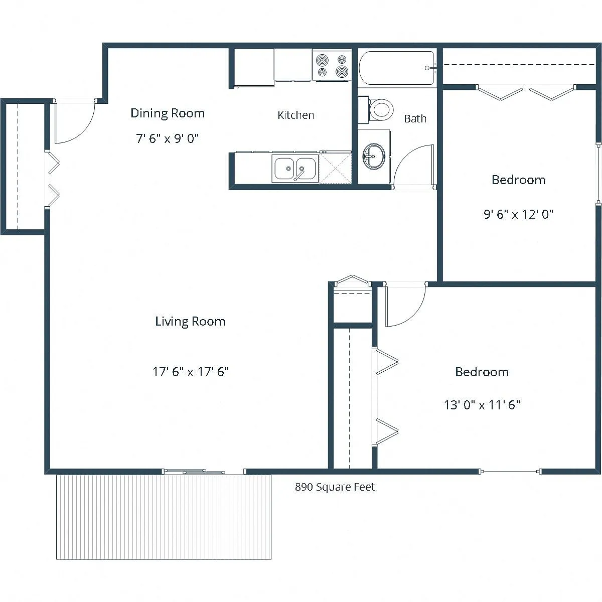 Floor plan Two Bedroom 21C