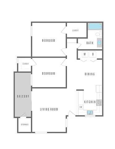Floor plan 2 Bedroom 1 Bath