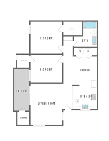 Floor plan 2 Bedroom 1 Bath