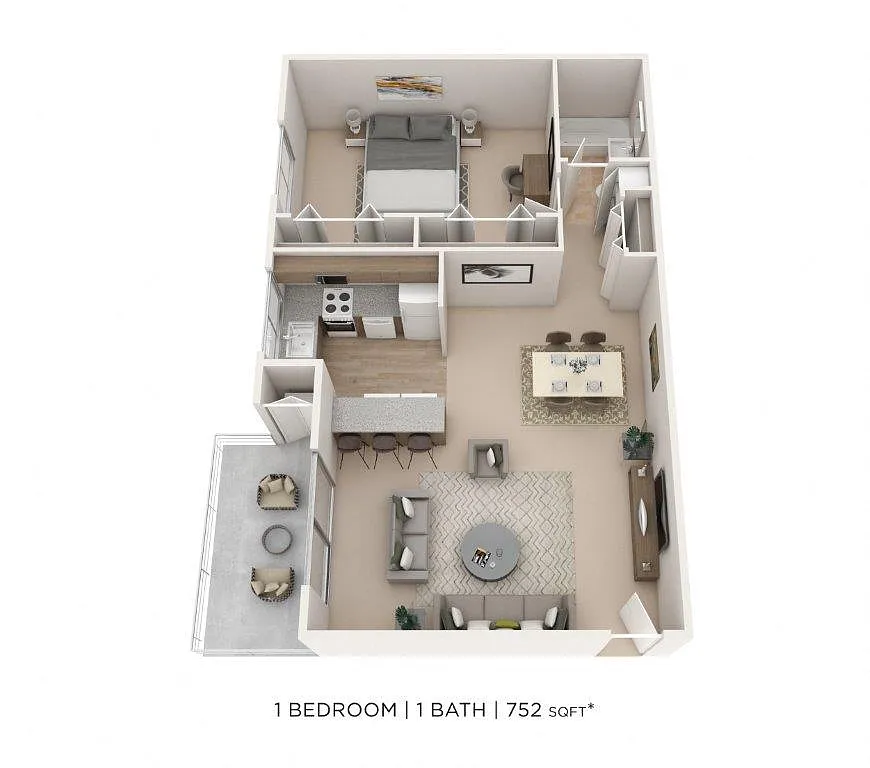 Floor plan One Bedroom - 752 sqft