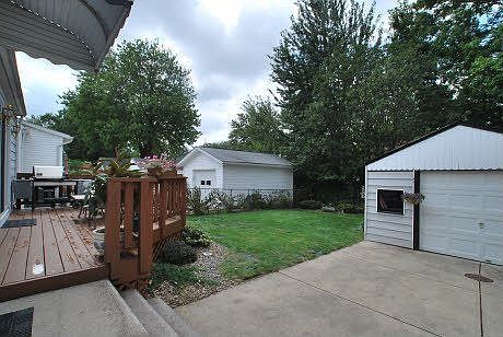 Backyard, deck and garage