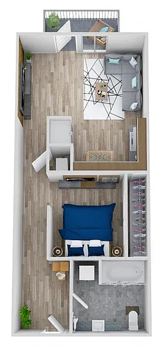 Floor plan 975: 1 Bedroom B