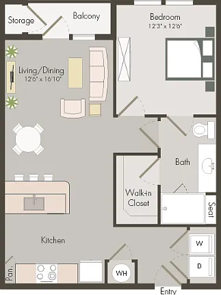 A2B | 1 bed 1 bath | 737 sq ft A2B | 1 bed 1 bath | 737 sq ft