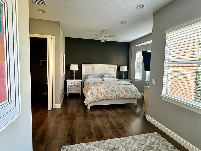 Large primary bedroom with huge walk in closet