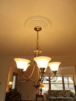 Rosettes and crown molding.