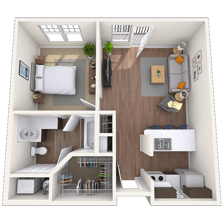 Floor plan Traditional 1x1 485-660 SF