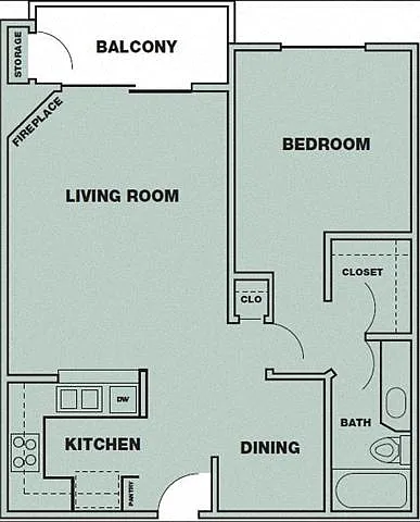 Floor plan 1 Bedroom/1 Bath