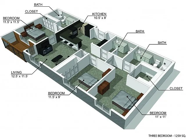 Floor plan 3 Bedroom A