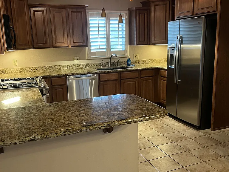 kitchen view from dining area