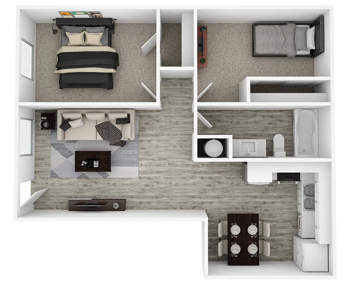 Floor plan Two Bedroom One Bath
