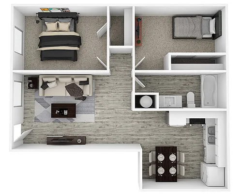Floor plan Two Bedroom One Bath