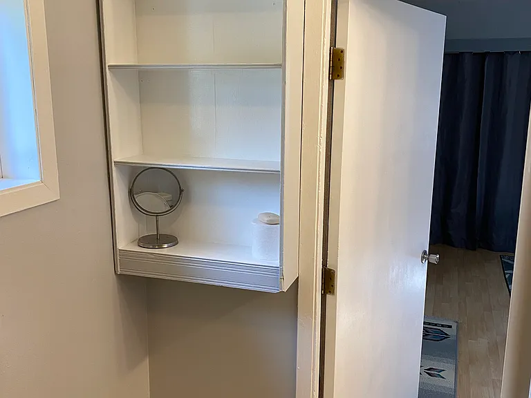 Shelves in bathroom