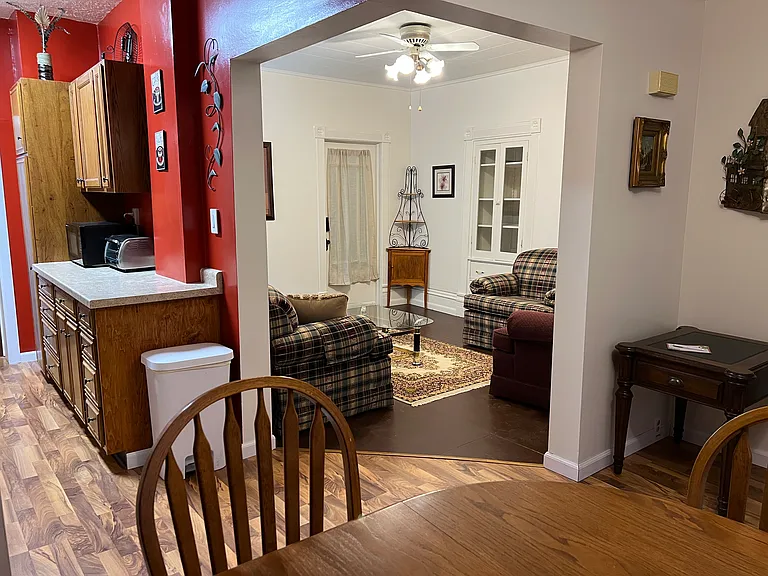 View from dining into living room and part of kitchen