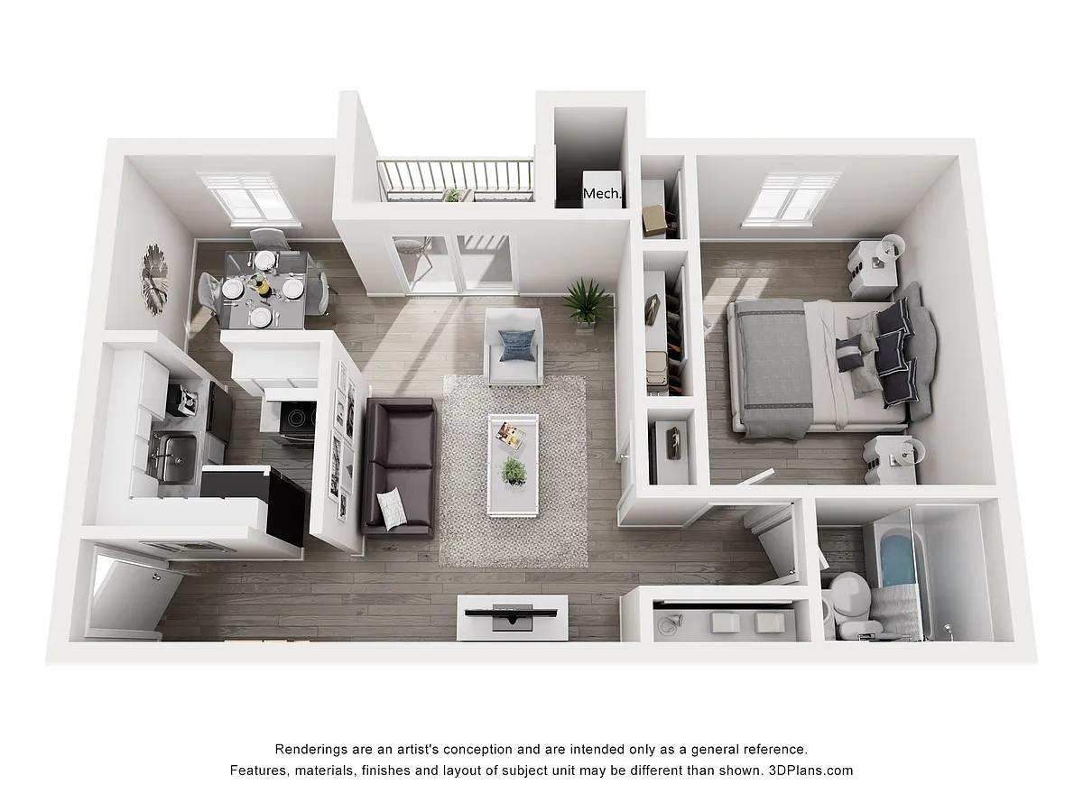 Floor plan 1x1 W Patio