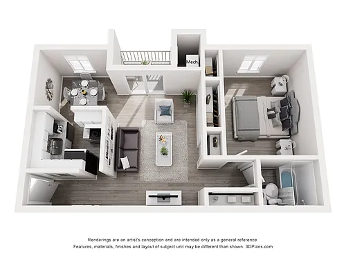 Floor plan 1x1 W Patio