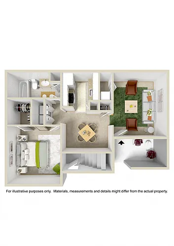 Floor plan 1 Bed with Bay Window and Creek View Optional