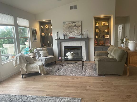 Fireplace and seating area