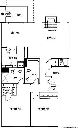 2 Bedroom 2 Bathroom 2D Floor Plan 2 Bedroom 2 Bathroom 2D Floor Plan